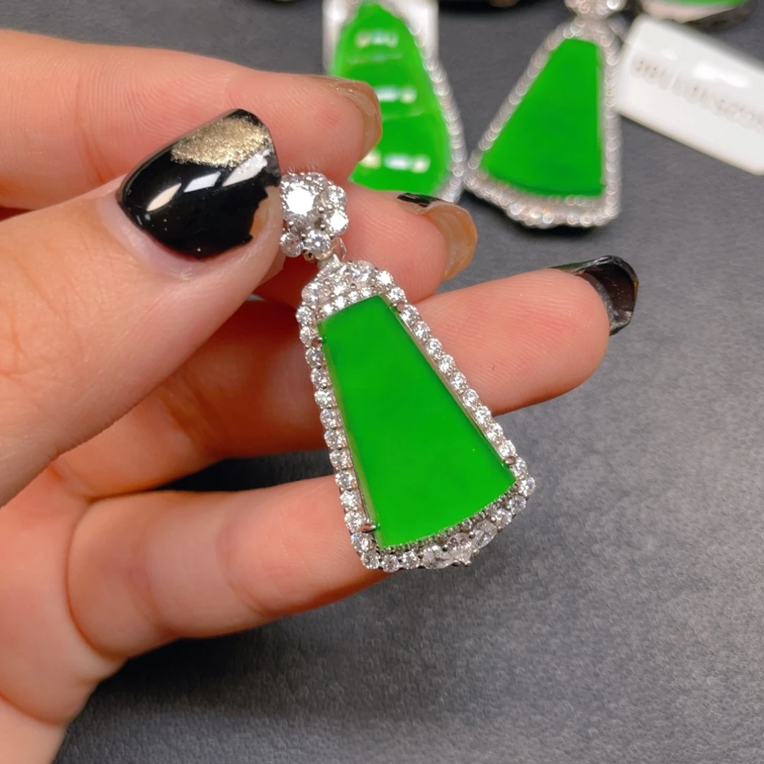 翡翠银S925镶嵌挂件kjl