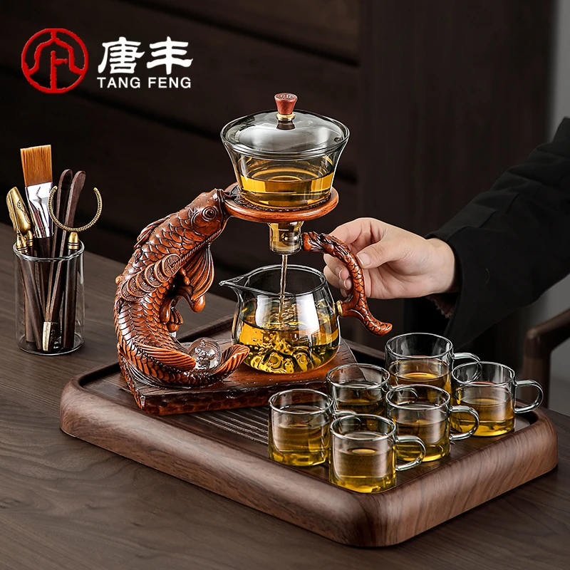 唐丰自动茶具磁吸茶水分离家用玻璃自动懒人泡茶神器网红茶壶