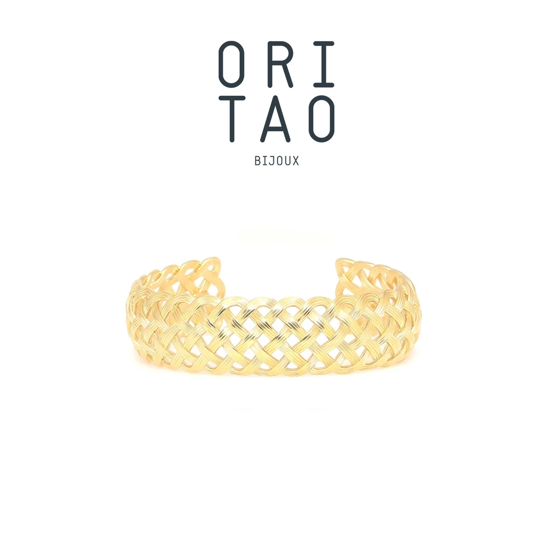 合金手镯  法国品牌ORI TAO 秘境系列手镯金色 轻奢法式简约开口