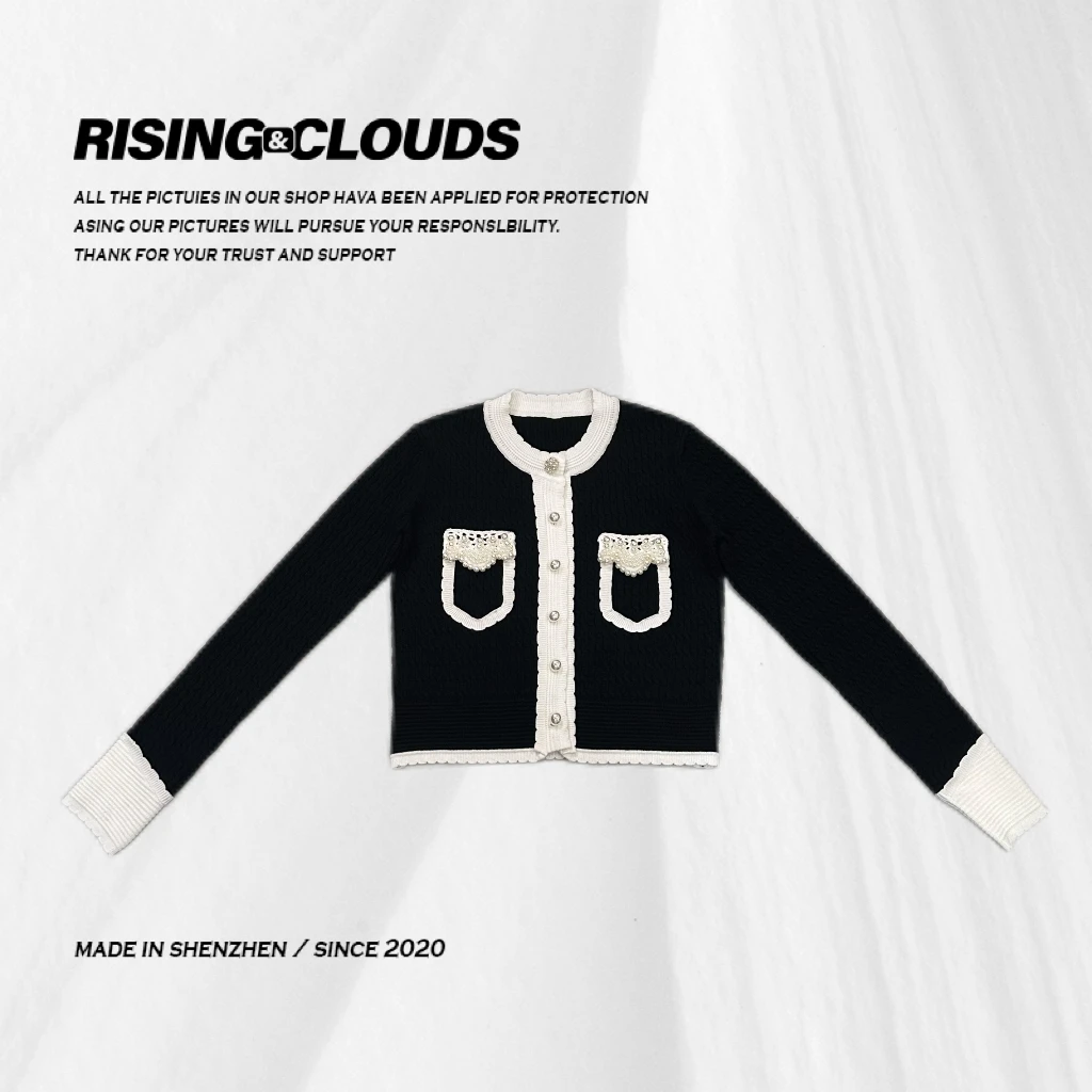 RISING&CLOUDS【巴黎恋人】秋冬舒适手勾花边针织小香外套110216