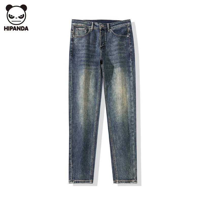 Hi Panda秋冬款加绒保暖高端牛仔裤休闲百搭修身小直筒男士长裤子