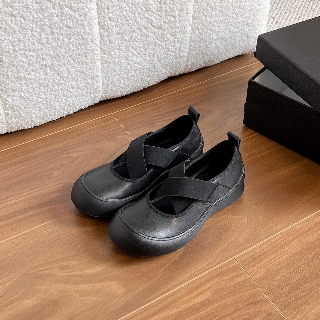 牛皮版~休闲小个子小皮鞋玛丽珍女新款厚底内增高黑色单鞋一脚蹬