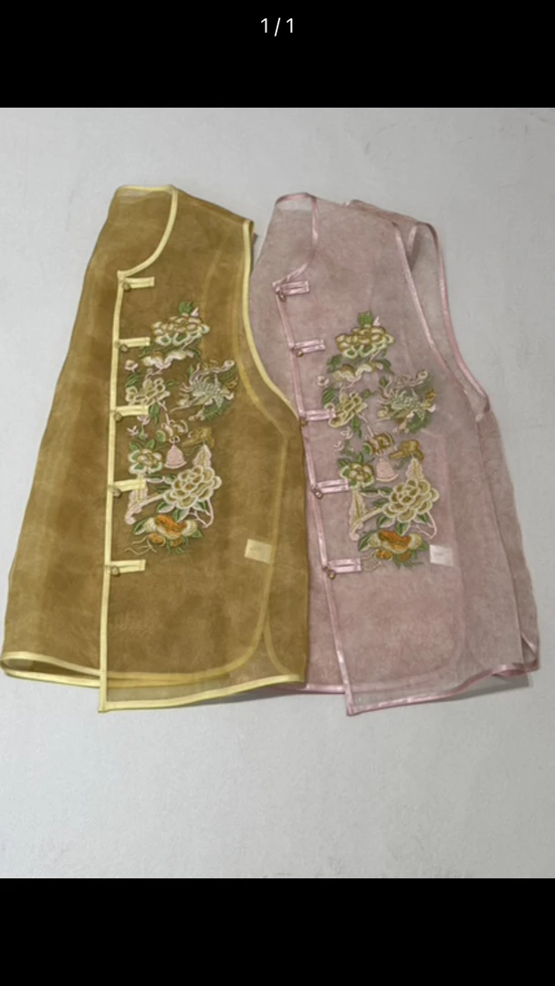 欧若风夏款i国风6555欧根纱重工堆绣花朵马甲马夹背心