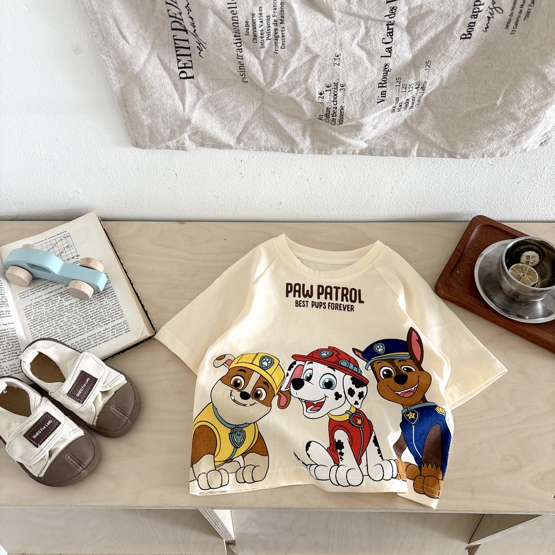 2025宝宝儿童时尚印花百搭休闲夏款短袖卡通T恤纯棉男童