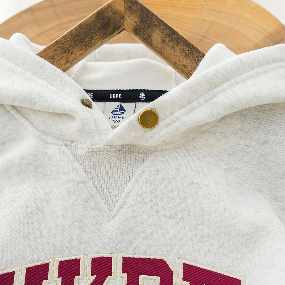 男童秋冬新款字母刺绣百搭连帽加绒卫衣儿童中大童休闲上衣24D42