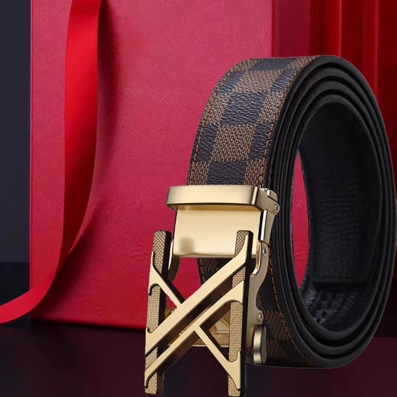 正宗牛皮皮带男款真皮自动扣时尚休闲牛仔裤腰带青年中年百搭裤带