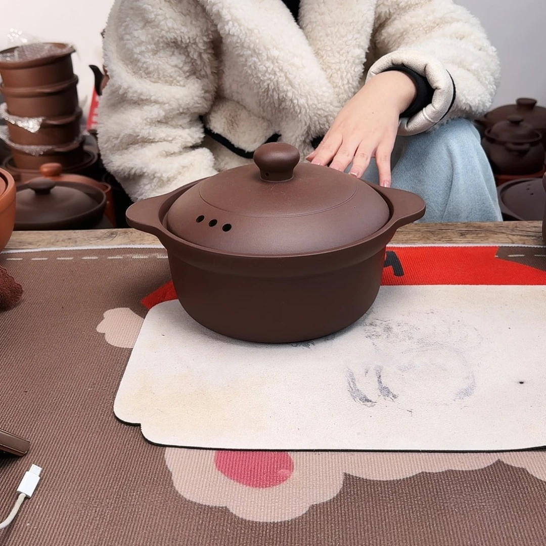 紫砂砂锅2升微微瑕
