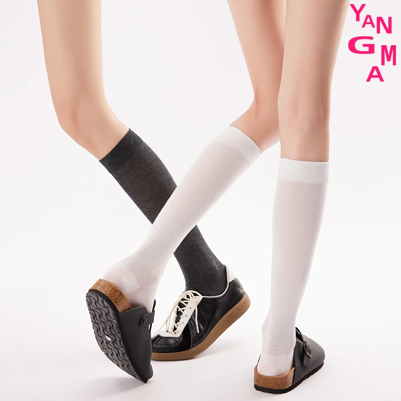 YANGMA袜子女小腿袜夏季薄款JK百搭显瘦堆堆袜夏天长筒袜50442
