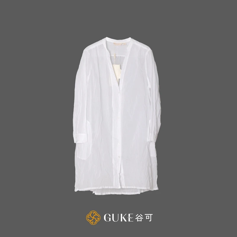 GKE/谷可C1096休闲长袖衬衫女2025正品中长款外搭防晒衣宽松衬衣