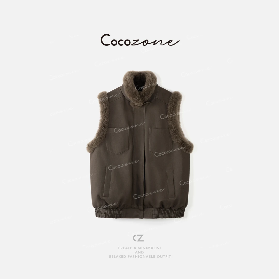 COCO ZONE 刘一一  鹅绒立领复古老钱风马甲 CD2A2001