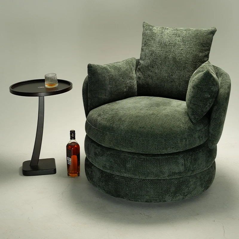 【汉堡雪尼尔大沙发】可旋转单人沙发椅子客厅懒人沙发靠背椅不无竹