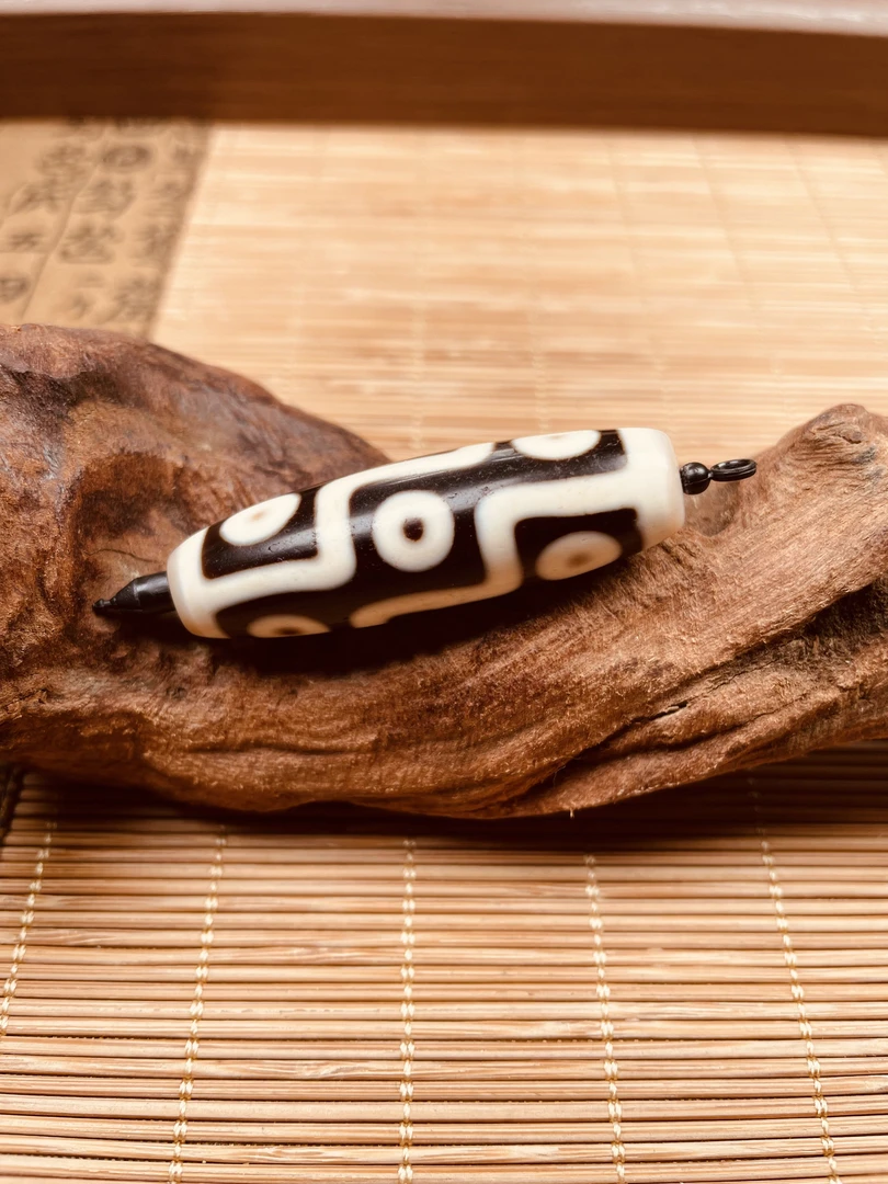 胖！「行运」手工珠任晓攀折线九眼图腾天珠/约49.4*14.8mm