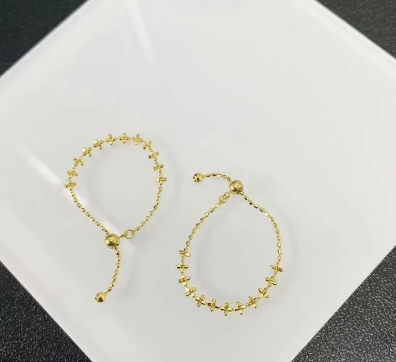 18K金素金雪花戒指万能戒气质时尚简约0089