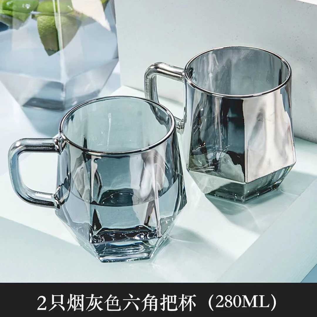 带把手钻石玻璃杯家用咖啡杯牛奶杯耐热玻璃杯水杯伴手礼品透明