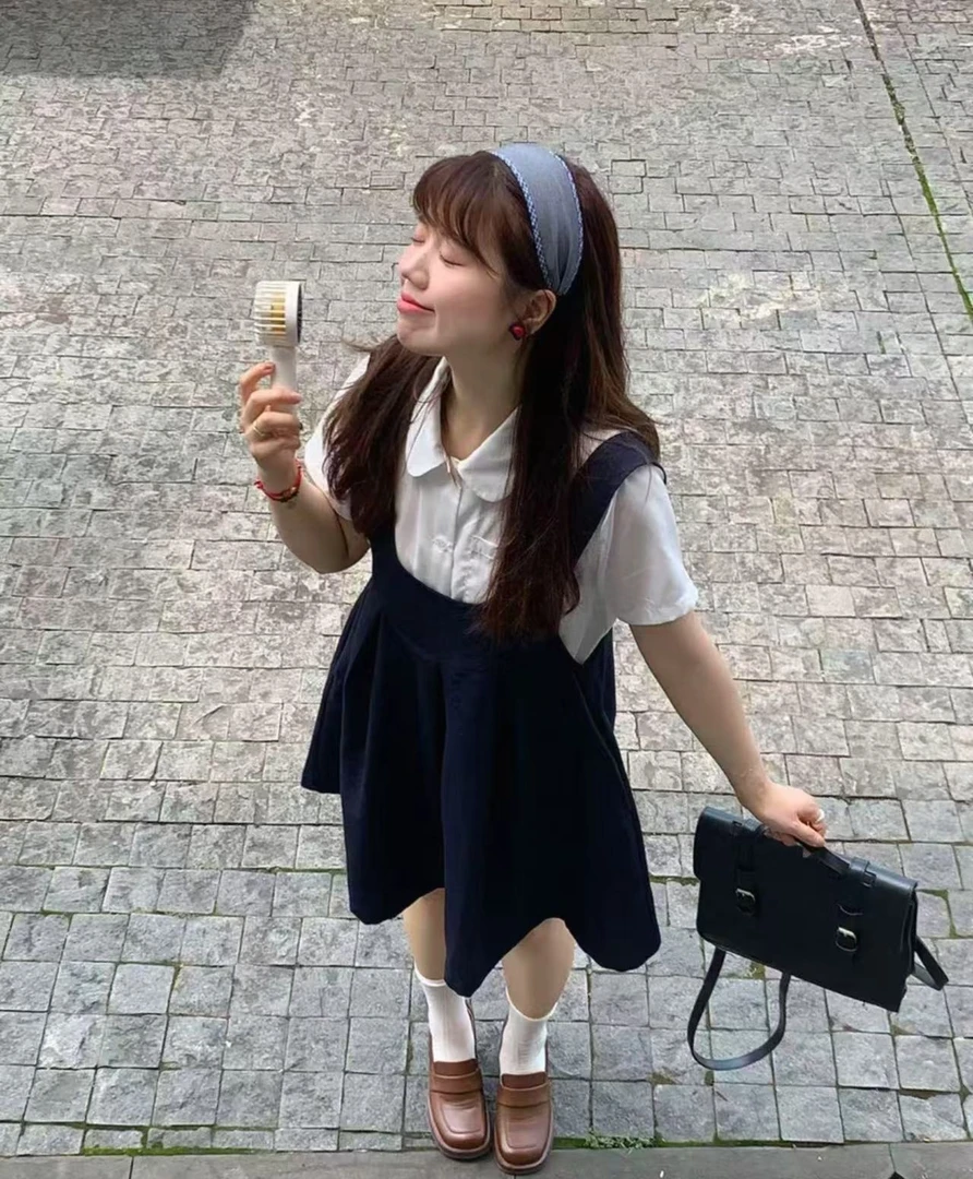 少女风森系时尚套装时尚背带裙套装职场休闲风6527