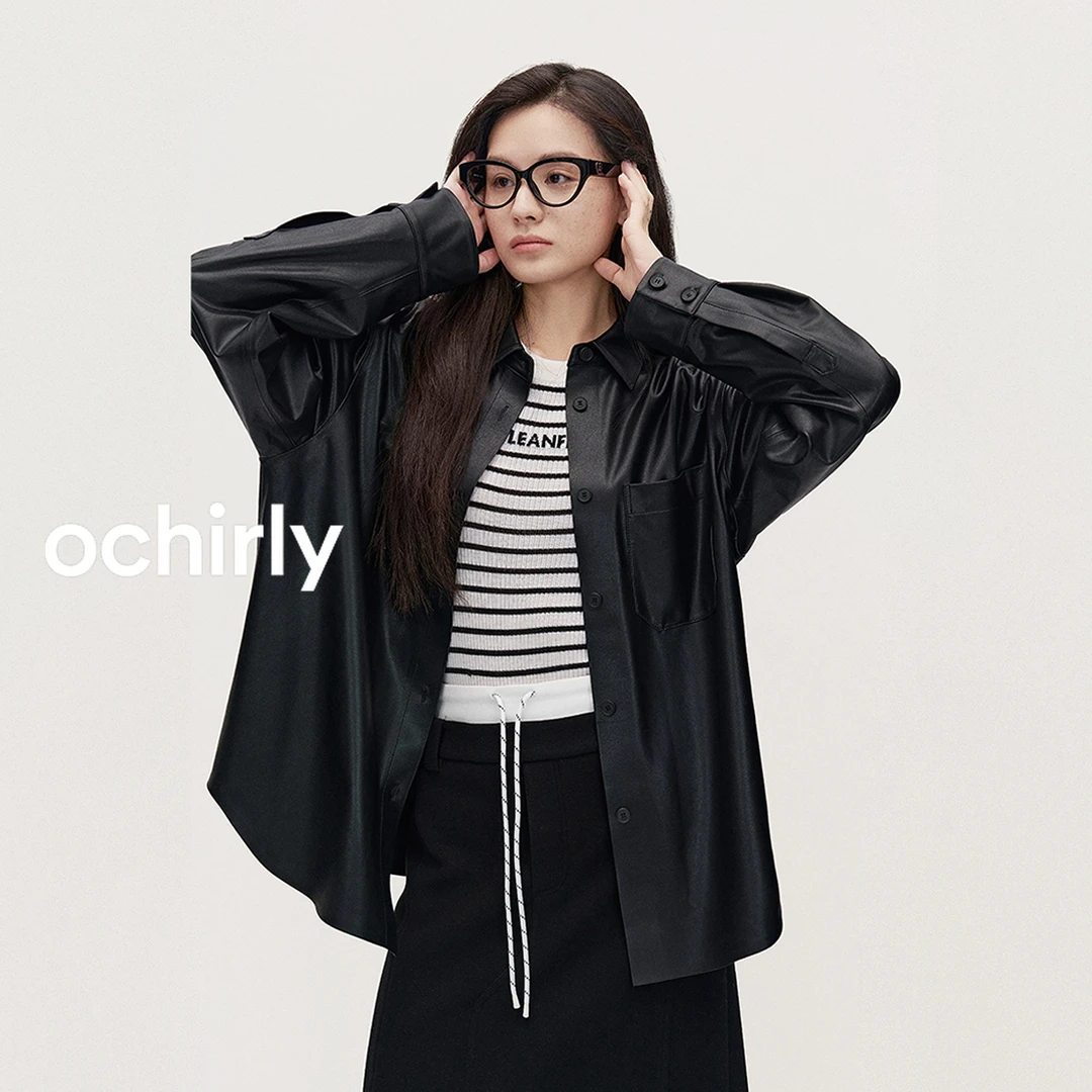 ochirly欧时力 中长款宽松衬衫女春秋新款外套松弛感