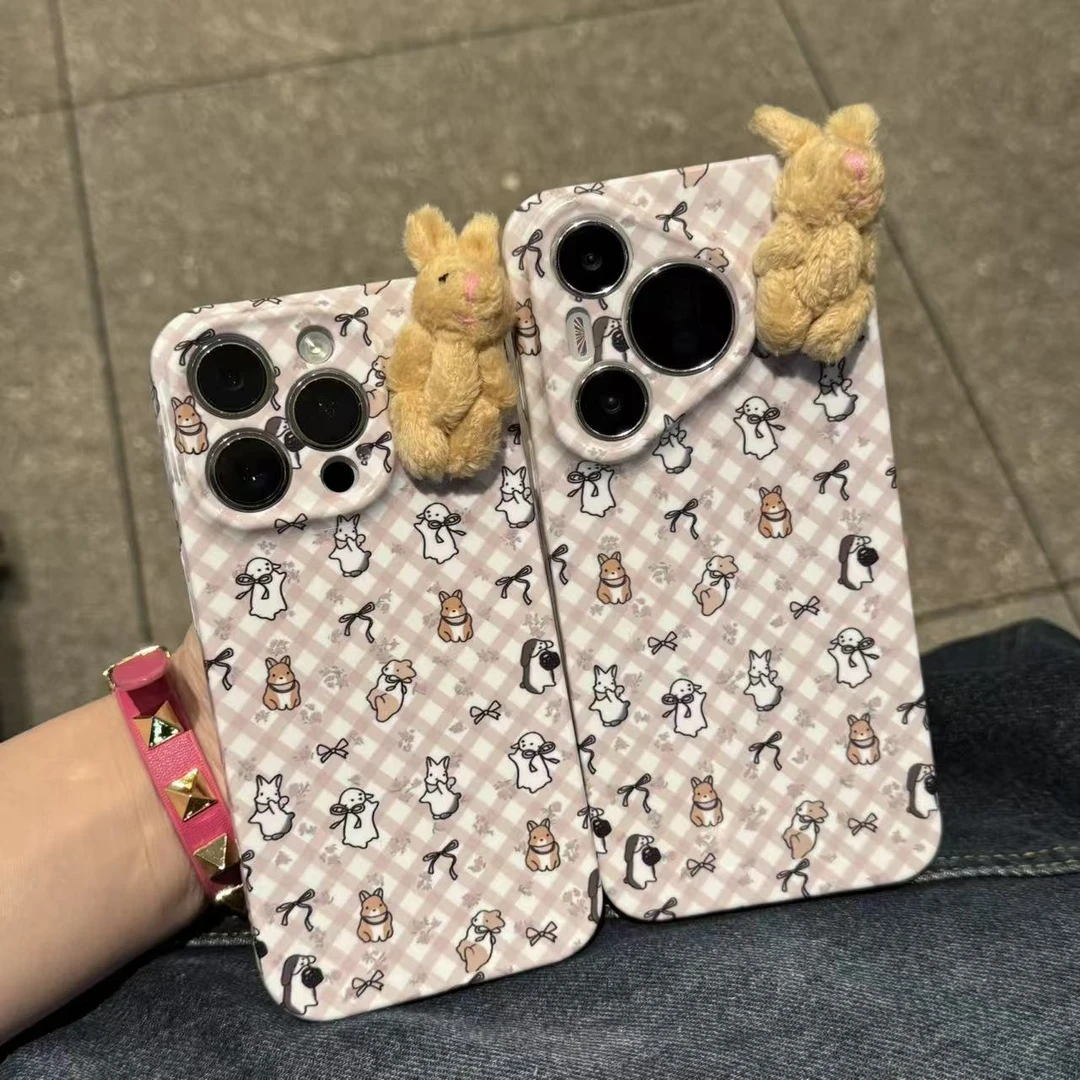 奥菲顿可爱碎花小兔贴件适用苹果17菲林16手机壳华为vivo小米oppo