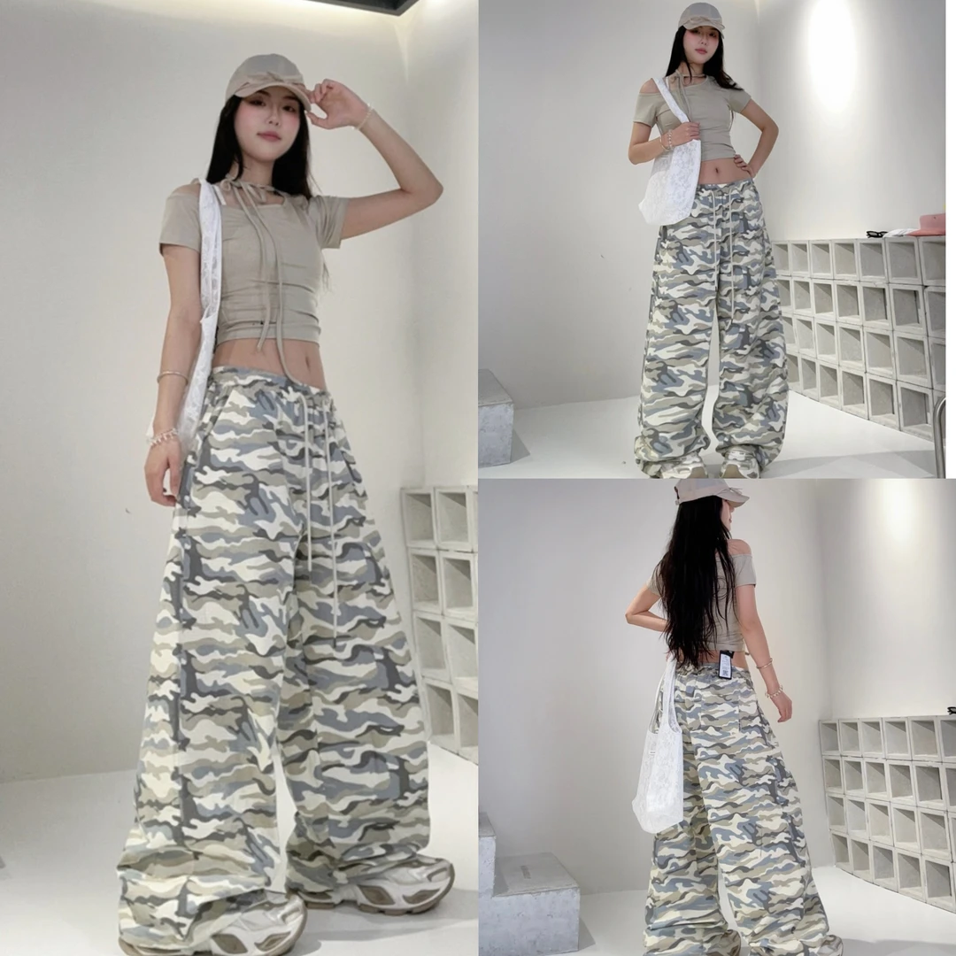 【辣妈宠粉专属】CBXLAB街舞潮牌迷彩腰果花蝴蝶结长裤辣妹运动裤