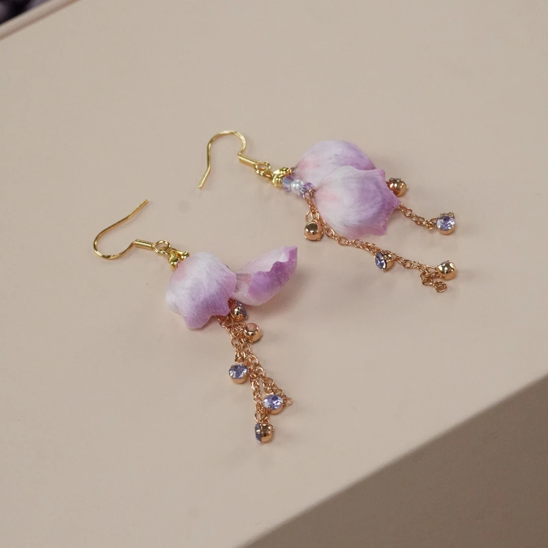 粉星落耳环轻奢非遗绒花古风旗袍新中式耳饰花朵国风复古手工配饰