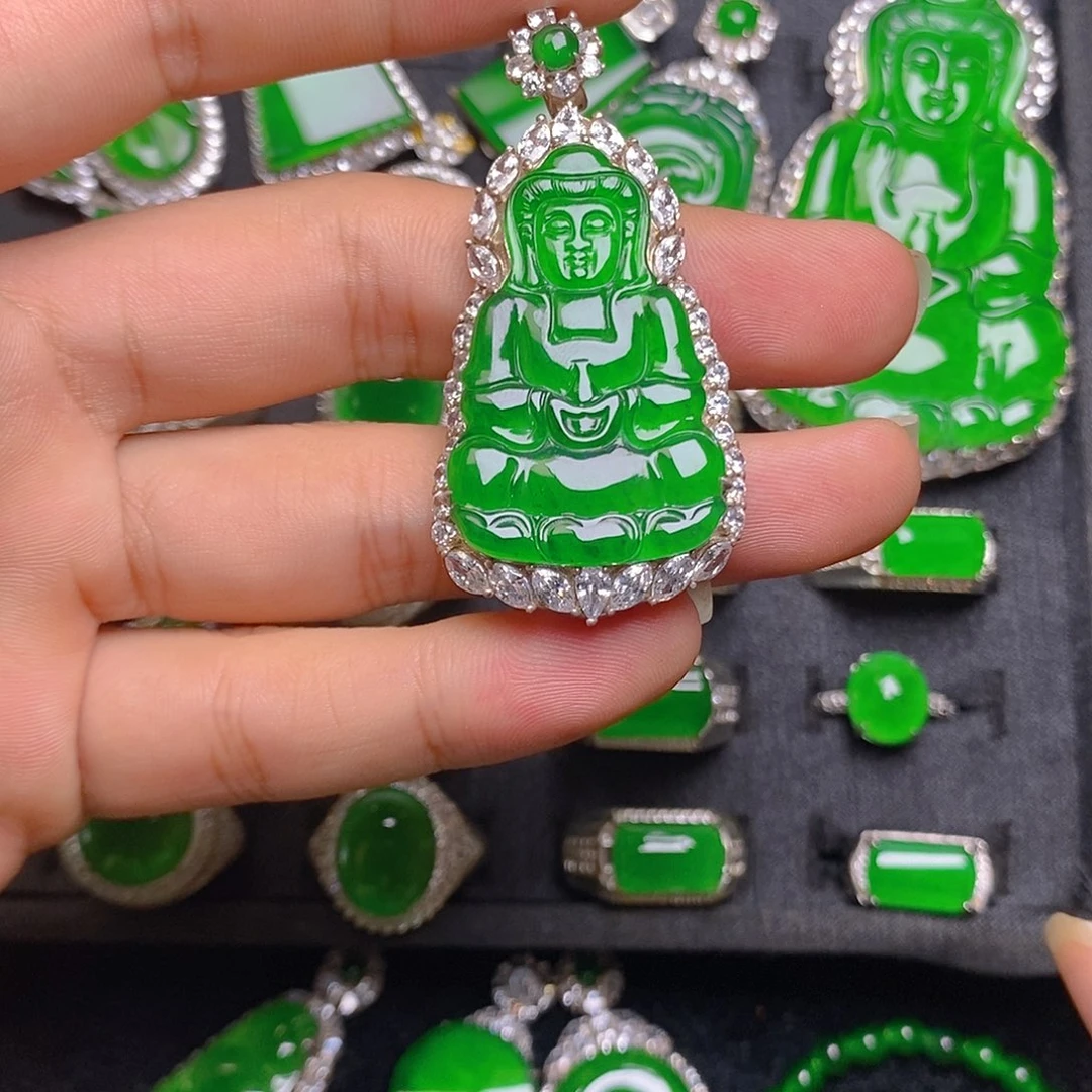 翡翠银S925镶嵌吊坠(赠链)吊坠