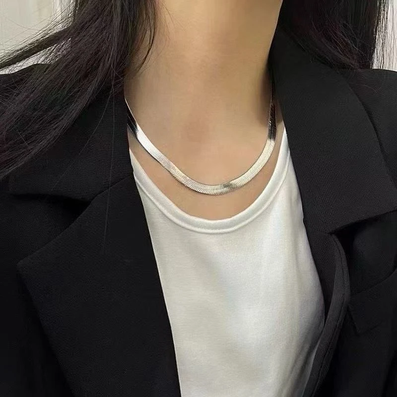 吊坠925银 朋克风链条情侣男女欧美风饰品欧美基础款银色气质A32