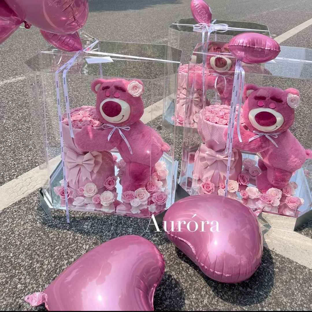 【情人节】草莓熊玩偶花束玫瑰永生花香皂花礼物生日礼物送女朋友