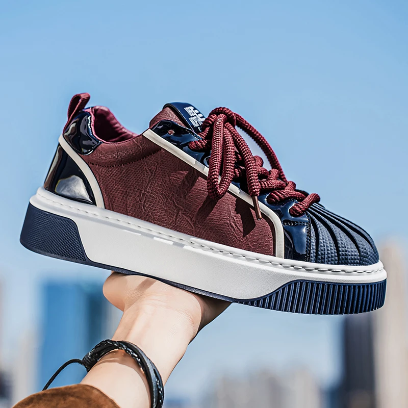 贝壳头拼色板鞋男2025夏季新款舒适软底百搭轻质网红爆款休闲男鞋