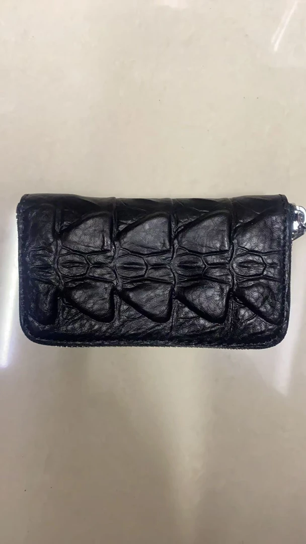 真皮牛皮长款经典头层牛皮钥匙包男士高档时尚休闲黑色压纹鳄鱼纹