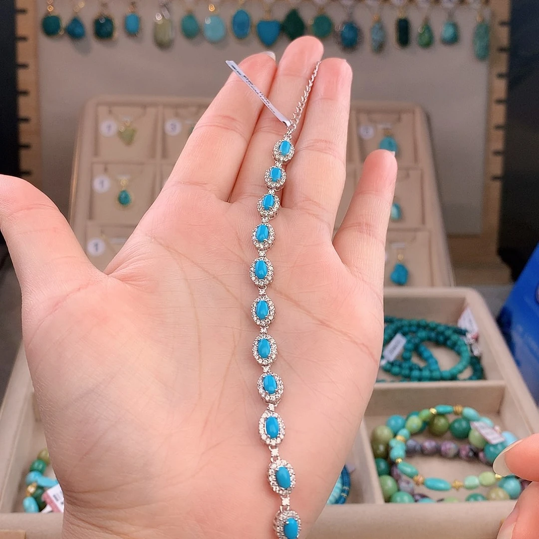 绿松石银S925镶嵌颈饰