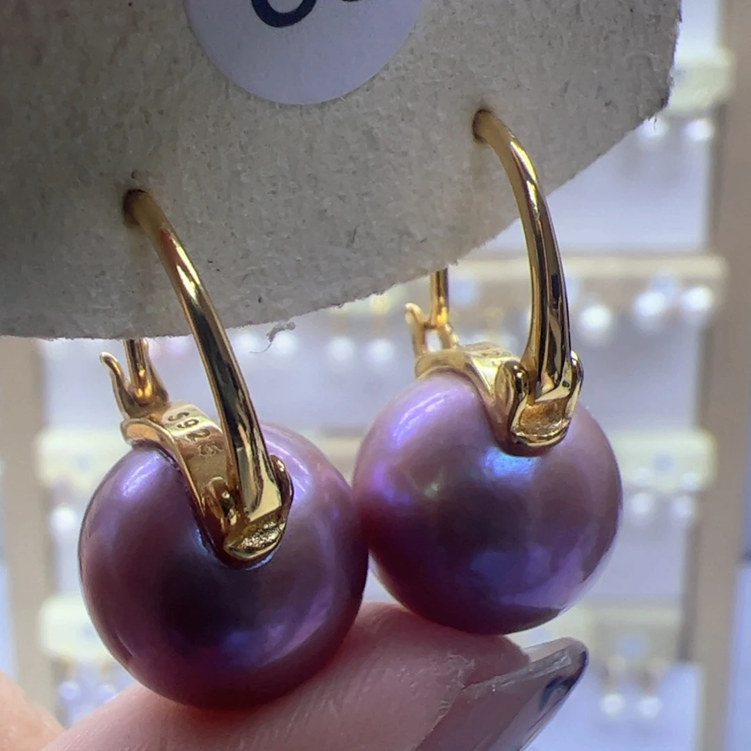 淡水珍珠耳饰银S925镶嵌