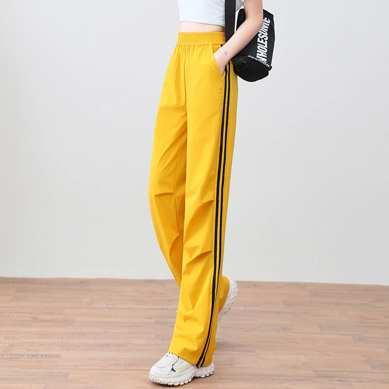 2025春夏新款运动广场舞速干直筒裤休闲舒适透气显瘦束脚阔腿裤