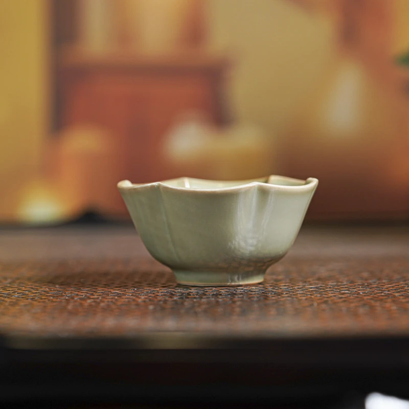 【央广非遗】分寸汝八角杯 fc140手工主人杯汝窑茶具茶道景德镇