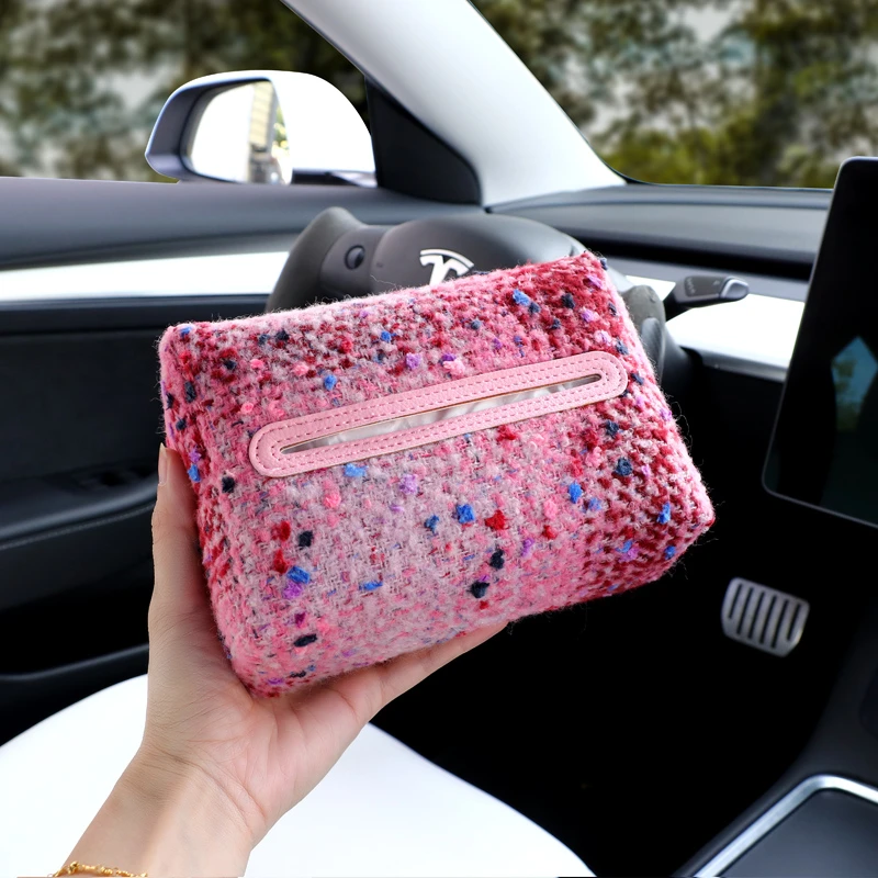 车载纸巾盒高档小香风车内抽纸盒车上收纳纸巾包车用扶手箱纸抽盒