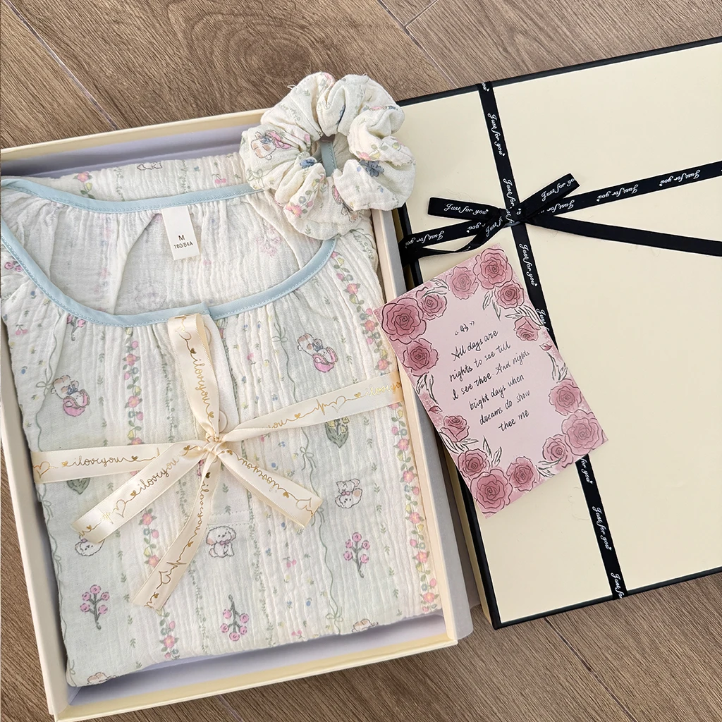 100%棉睡衣生日礼物送女生闺蜜绿野仙踪纯棉睡裙送女友礼盒装