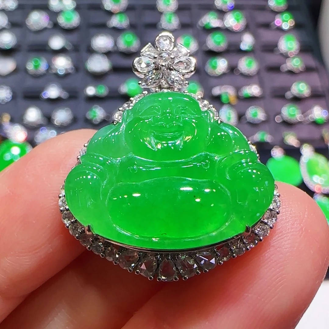 翡翠18K金镶嵌吊坠(不含链)吊坠