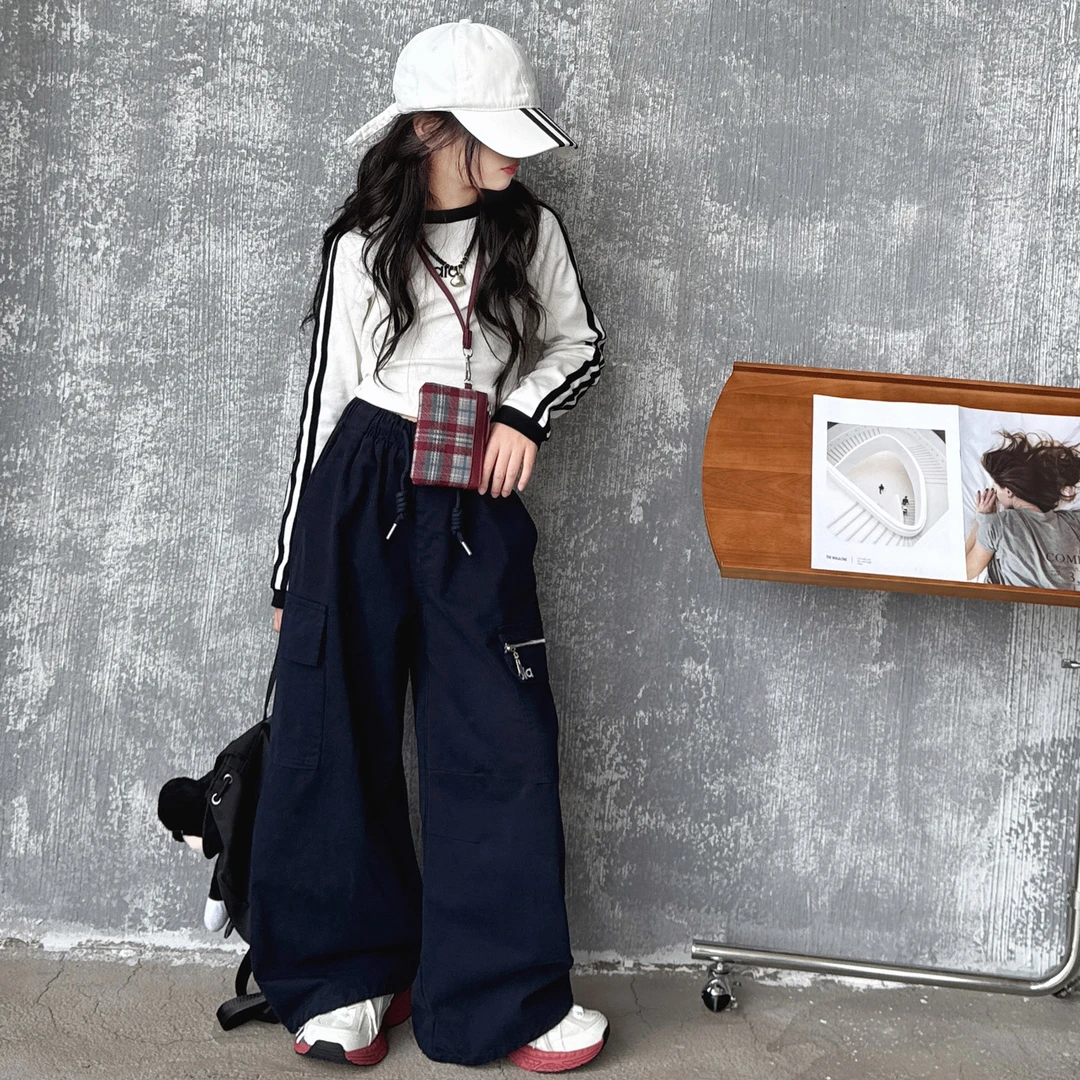 女童套装秋款2025新款洋气休闲美式复古上衣秋装女孩超好看两件套