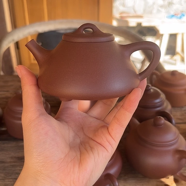 茶壶紫砂紫泥子冶石瓢半手工150cc