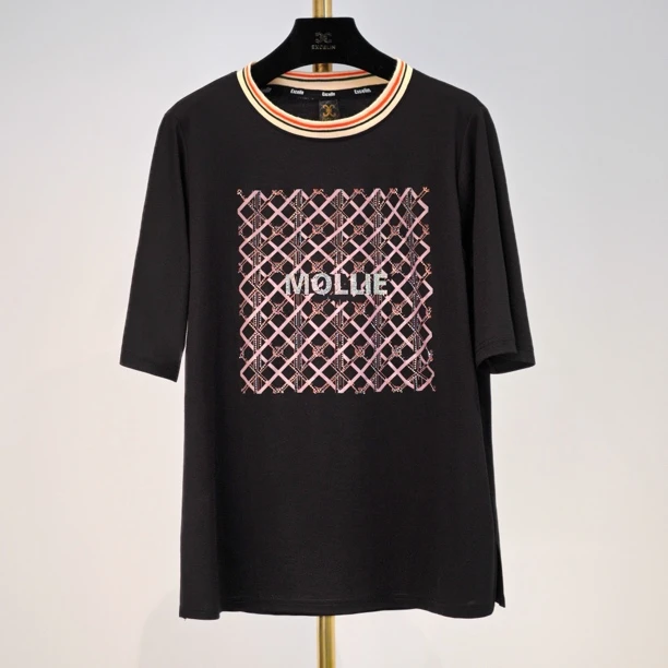 断码出清【时尚格纹圆领短袖上衣】夏季时尚洋气穿搭显瘦女士中长款