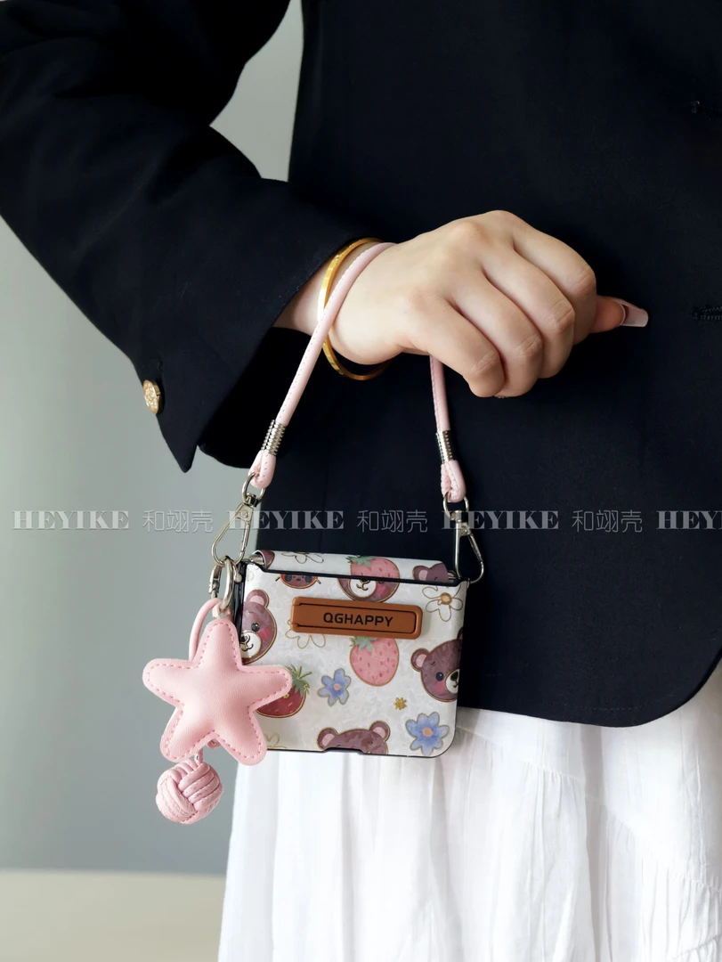 韩系烫金小熊适用华为purax手机壳magicvflip2折叠pocket2包中轴