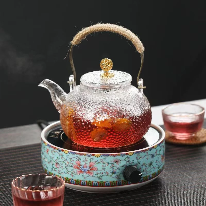 锤纹提梁壶耐热高硼硅玻璃烧水煮茶器家用大容量功夫茶具泡茶壶