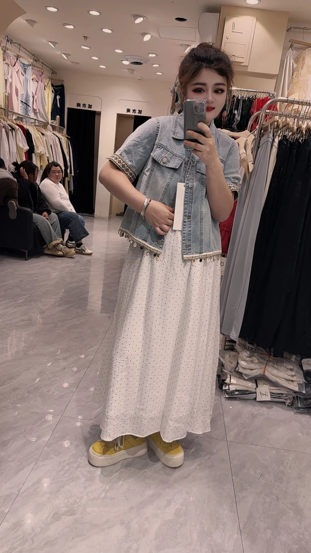 泡泡糖家新款大码牛仔两件套裙2323