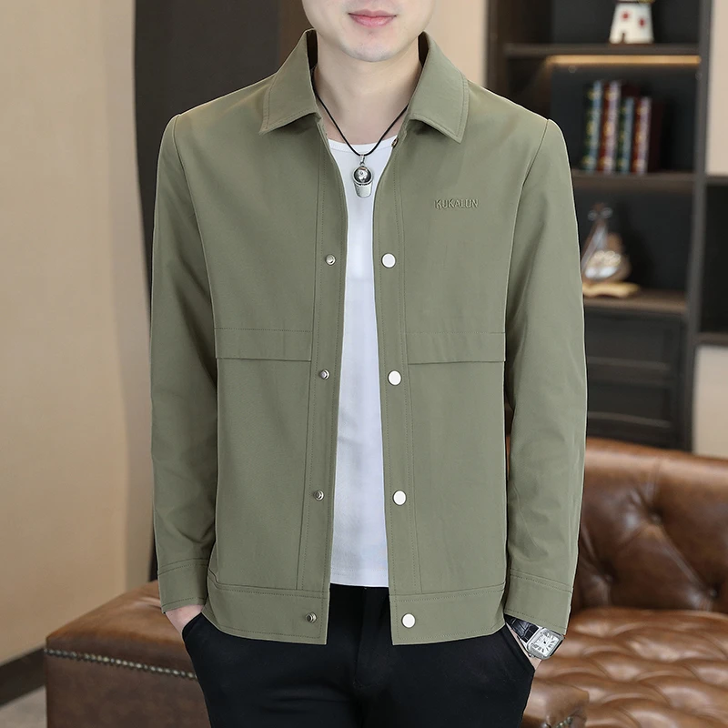 新款薄款翻领夹克2025春秋季男士工装上衣潮流百搭衬衣式外套春装