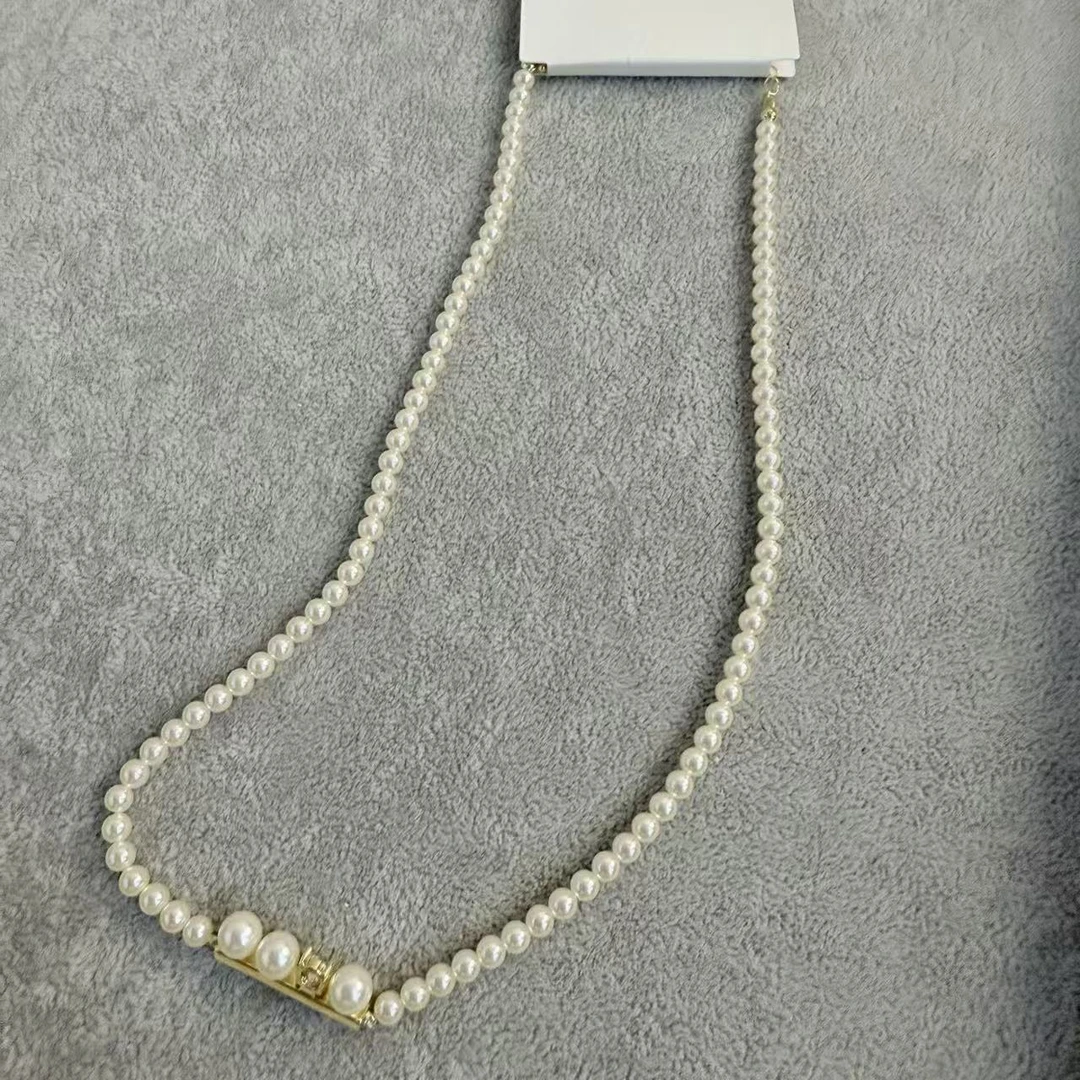 铜合金仿珍珠项链 5612号125#法式小众设计感平衡木简约珠珠项链