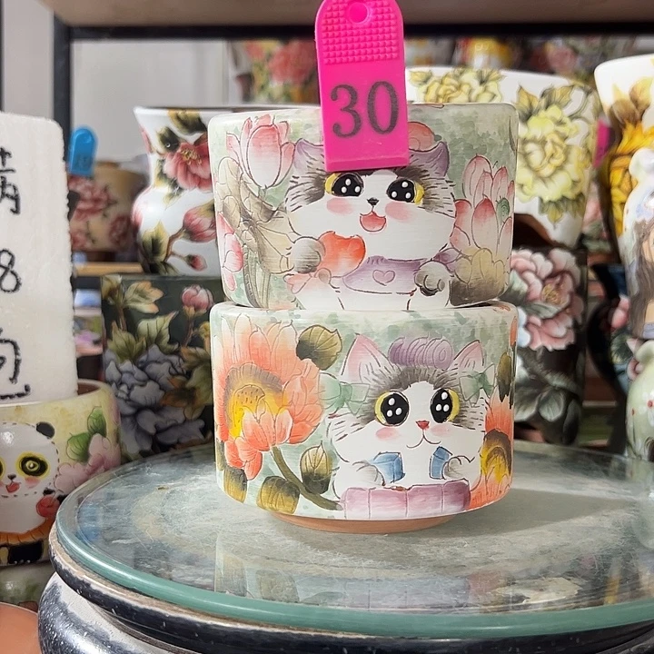 满38包邮 景德镇手绘花盆