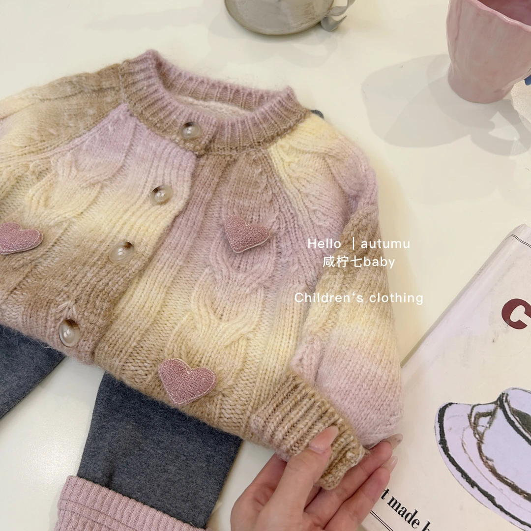 【现】女童毛衣针织开衫春秋款2024宝宝外套秋装小童毛线上衣