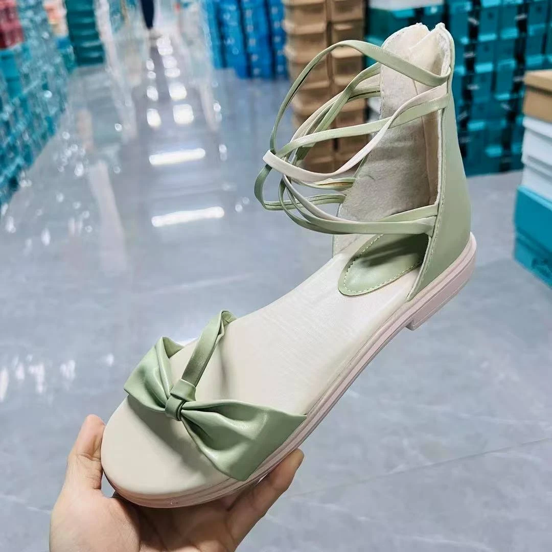 T22凉鞋女平底夏季学生软底仙女风配裙子包后跟罗马鞋