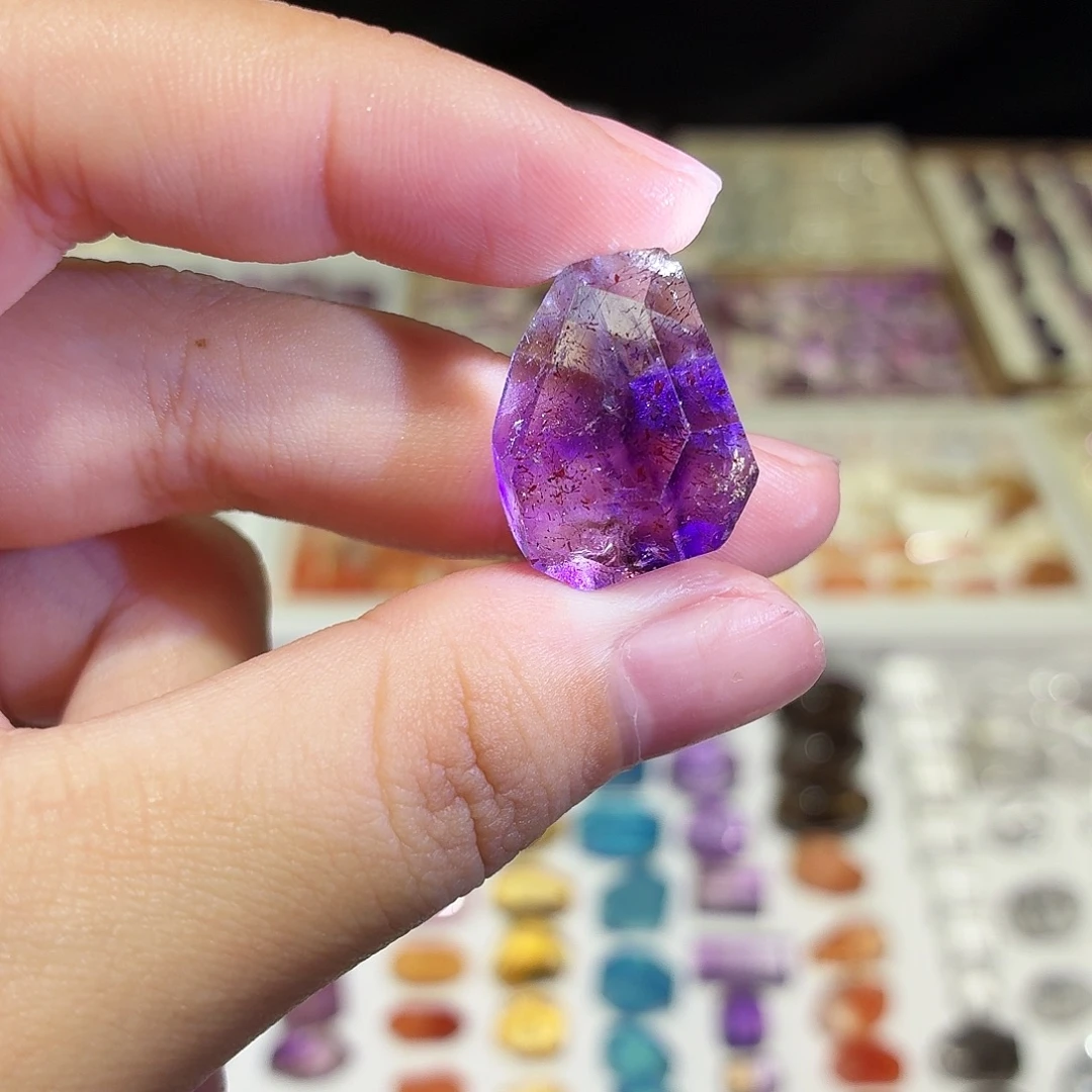 水晶吊坠(不含链)未镶嵌紫超七 随形 打孔定制不退换