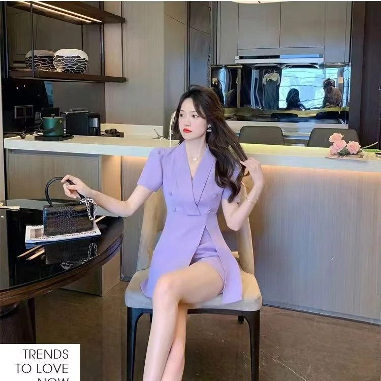 职业西装洋装套装女夏季2024年新款气质V领收腰显瘦短裤两件套