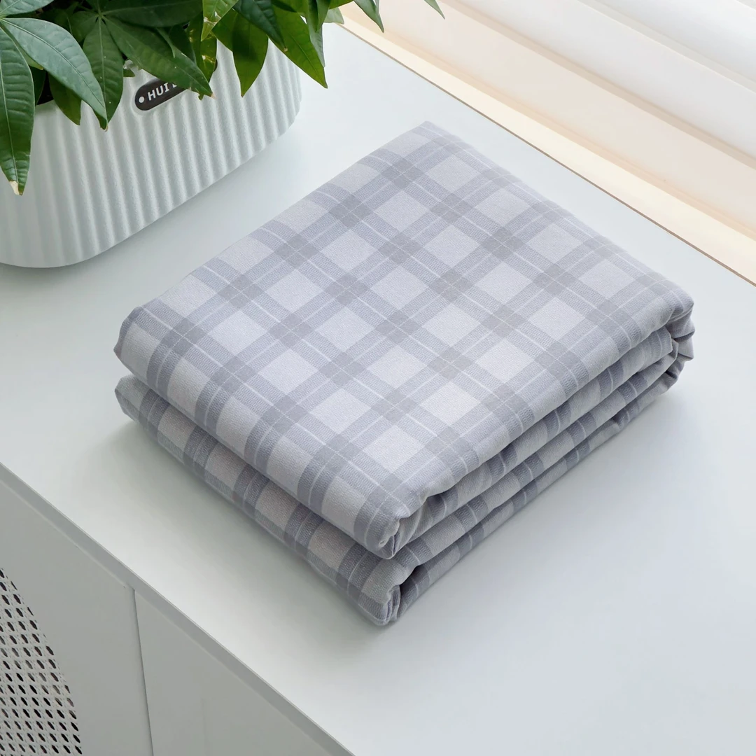 【京かわ会社】双层纱磨毛被套 周末灰格子