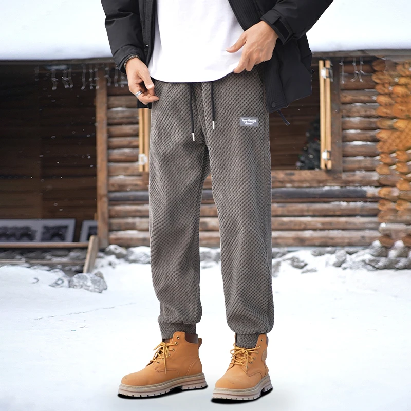 灯芯绒休闲裤子男秋冬宽松束脚卫裤春秋冬季加绒加厚运动哈伦长裤